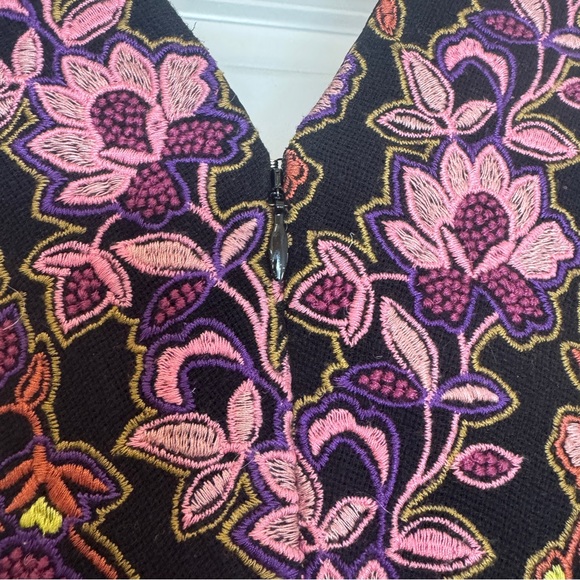 Anthropologie Embroidered Purple and Black Floral Mini Dress Size 0 MSRP $398 - Picture 11 of 12